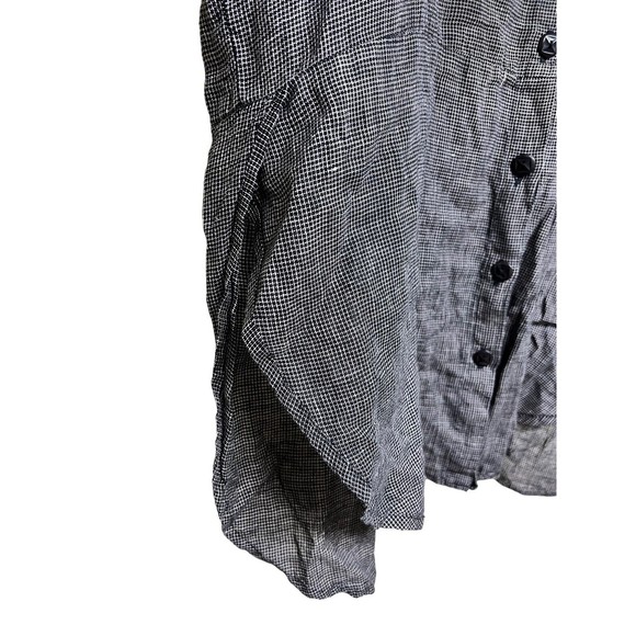 Flax By Jeanne Engelhart Button Front Linen Top Black/White Women’s Size Small - Picture 7 of 11
